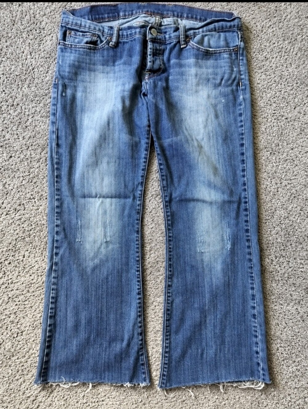 Lucky Brand Lil Maggie Jeans Womens Approx 14 Low Rise Raw Hem Distressed